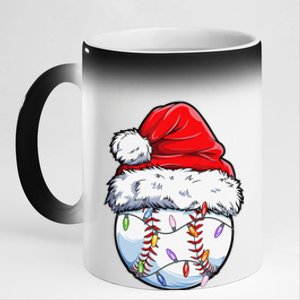 Baseball Christmas Santa Hat Funny Baseball Xmas Holiday 11oz Black Color Changing Mug