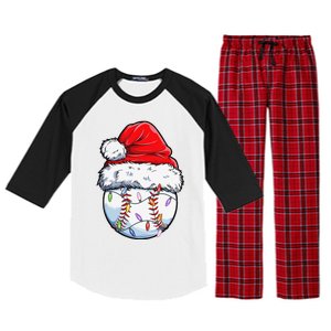 Baseball Christmas Santa Hat Funny Baseball Xmas Holiday Raglan Sleeve Pajama Set