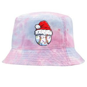 Baseball Christmas Santa Hat Funny Baseball Xmas Holiday Tie-Dyed Bucket Hat