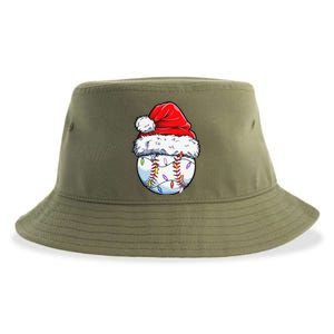 Baseball Christmas Santa Hat Funny Baseball Xmas Holiday Sustainable Bucket Hat