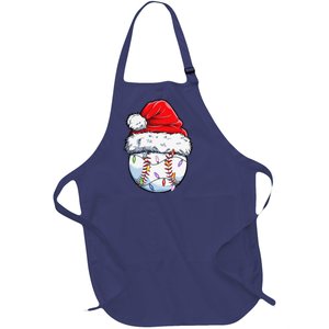 Baseball Christmas Santa Hat Funny Baseball Xmas Holiday Full-Length Apron With Pockets