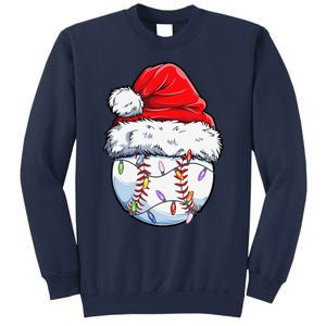 Baseball Christmas Santa Hat Funny Baseball Xmas Holiday Sweatshirt