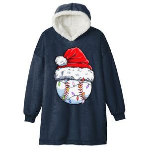 Baseball Christmas Santa Hat Funny Baseball Xmas Holiday Hooded Wearable Blanket