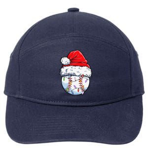 Baseball Christmas Santa Hat Funny Baseball Xmas Holiday 7-Panel Snapback Hat