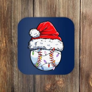 Baseball Christmas Santa Hat Funny Baseball Xmas Holiday Coaster