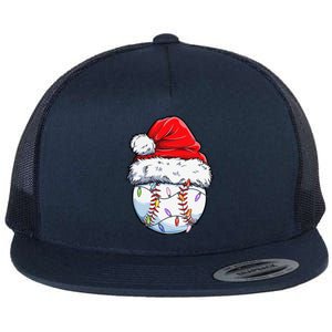 Baseball Christmas Santa Hat Funny Baseball Xmas Holiday Flat Bill Trucker Hat