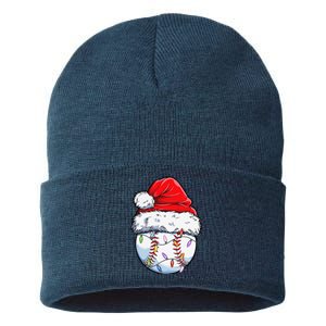 Baseball Christmas Santa Hat Funny Baseball Xmas Holiday Sustainable Knit Beanie