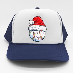 Baseball Christmas Santa Hat Funny Baseball Xmas Holiday Trucker Hat