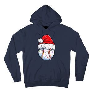 Baseball Christmas Santa Hat Funny Baseball Xmas Holiday Tall Hoodie