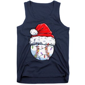 Baseball Christmas Santa Hat Funny Baseball Xmas Holiday Tank Top