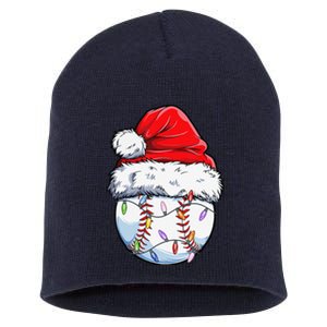 Baseball Christmas Santa Hat Funny Baseball Xmas Holiday Short Acrylic Beanie