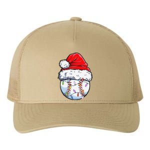 Baseball Christmas Santa Hat Funny Baseball Xmas Holiday Yupoong Adult 5-Panel Trucker Hat