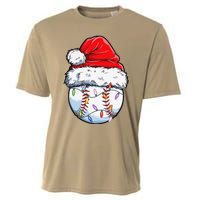 Baseball Christmas Santa Hat Funny Baseball Xmas Holiday Cooling Performance Crew T-Shirt