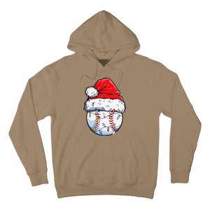 Baseball Christmas Santa Hat Funny Baseball Xmas Holiday Hoodie