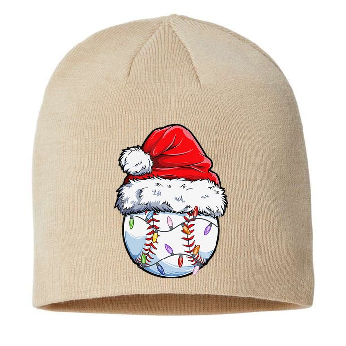 Baseball Christmas Santa Hat Funny Baseball Xmas Holiday Sustainable Beanie