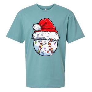 Baseball Christmas Santa Hat Funny Baseball Xmas Holiday Sueded Cloud Jersey T-Shirt