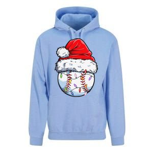 Baseball Christmas Santa Hat Funny Baseball Xmas Holiday Unisex Surf Hoodie