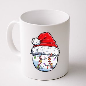 Baseball Christmas Santa Hat Funny Baseball Xmas Holiday Coffee Mug