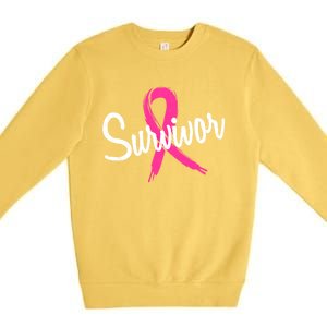 Breast Cancer Survivor Pink Ribbon Awareness Gift Premium Crewneck Sweatshirt