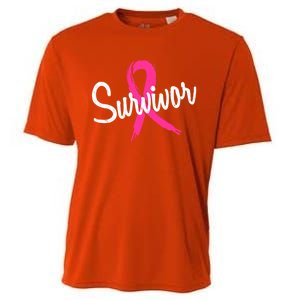 Breast Cancer Survivor Pink Ribbon Awareness Gift Cooling Performance Crew T-Shirt