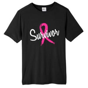 Breast Cancer Survivor Pink Ribbon Awareness Gift Tall Fusion ChromaSoft Performance T-Shirt