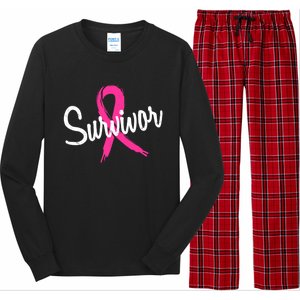 Breast Cancer Survivor Pink Ribbon Awareness Gift Long Sleeve Pajama Set