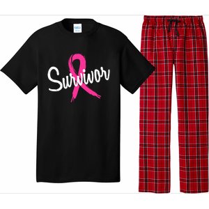 Breast Cancer Survivor Pink Ribbon Awareness Gift Pajama Set