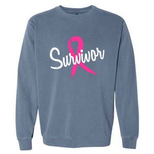 Breast Cancer Survivor Pink Ribbon Awareness Gift Garment-Dyed Sweatshirt