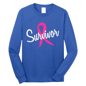 Breast Cancer Survivor Pink Ribbon Awareness Gift Long Sleeve Shirt