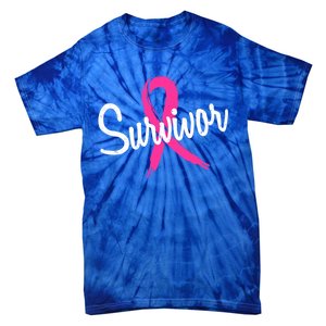 Breast Cancer Survivor Pink Ribbon Awareness Gift Tie-Dye T-Shirt