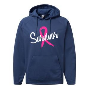 Breast Cancer Survivor Pink Ribbon Awareness Gift Performance Fleece Hoodie