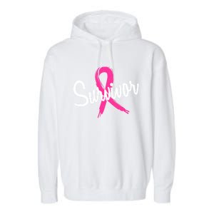 Breast Cancer Survivor Pink Ribbon Awareness Gift Garment-Dyed Fleece Hoodie