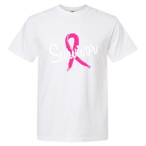 Breast Cancer Survivor Pink Ribbon Awareness Gift Garment-Dyed Heavyweight T-Shirt