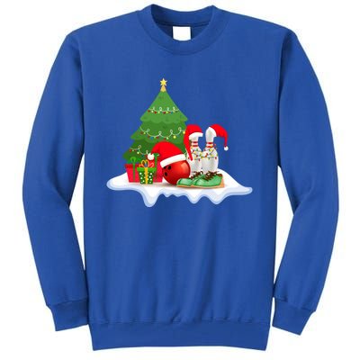 Bowling Christmas Santa Hat Funny Bowling Lover Xmas Cool Gift Tall Sweatshirt