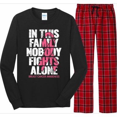 Breast Cancer Support Vintage Family Breast Cancer Awareness Long Sleeve Pajama Set