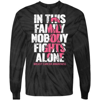 Breast Cancer Support Vintage Family Breast Cancer Awareness Tie-Dye Long Sleeve Shirt