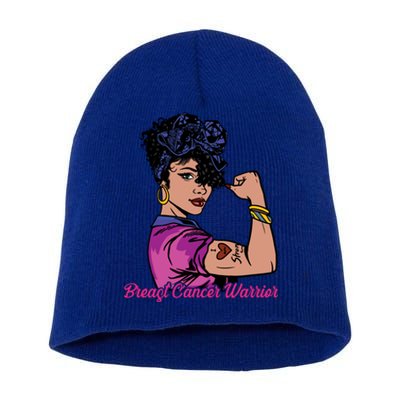 Breast Cancer Strong Warrior Latina Girl Unbreakable Gift Short Acrylic Beanie