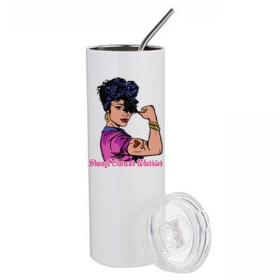 Breast Cancer Strong Warrior Latina Girl Unbreakable Gift Stainless Steel Tumbler