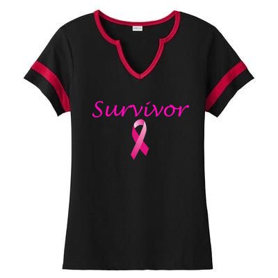 Breast Cancer Survivor Gift Pink Ribbon Support Love Ladies Halftime Notch Neck Tee