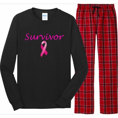 Breast Cancer Survivor Gift Pink Ribbon Support Love Long Sleeve Pajama Set