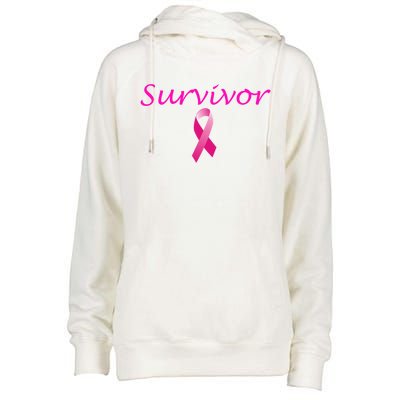 Breast Cancer Survivor Gift Pink Ribbon Support Love Womens Funnel Neck Pullover Hood