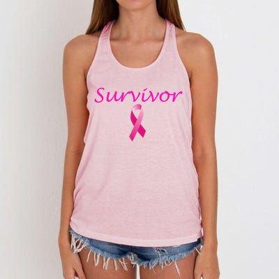 Breast Cancer Survivor Gift Pink Ribbon Support Love Women's Knotted Racerback Tank