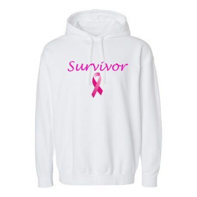 Breast Cancer Survivor Gift Pink Ribbon Support Love Garment-Dyed Fleece Hoodie