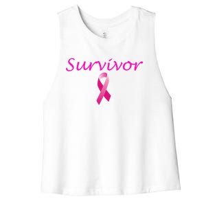 Breast Cancer Survivor Gift Pink Ribbon Support Love Women's Racerback Cropped Tank