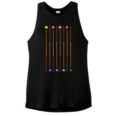 Biliard Cue Stick And 8 Pool Balls Awesome Game Meaningful Gift Cool Gift Ladies PosiCharge Tri-Blend Wicking Tank