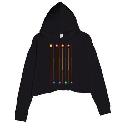 Biliard Cue Stick And 8 Pool Balls Awesome Game Meaningful Gift Cool Gift Crop Fleece Hoodie