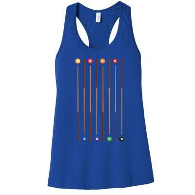 Biliard Cue Stick And 8 Pool Balls Awesome Game Meaningful Gift Cool Gift Women's Racerback Tank