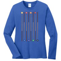 Biliard Cue Stick And 8 Pool Balls Awesome Game Meaningful Gift Cool Gift Ladies Long Sleeve Shirt