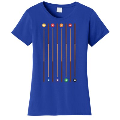 Biliard Cue Stick And 8 Pool Balls Awesome Game Meaningful Gift Cool Gift Women's T-Shirt