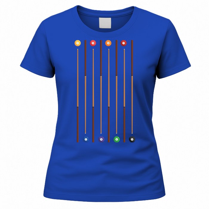 Biliard Cue Stick And 8 Pool Balls Awesome Game Meaningful Gift Cool Gift Women's T-Shirt